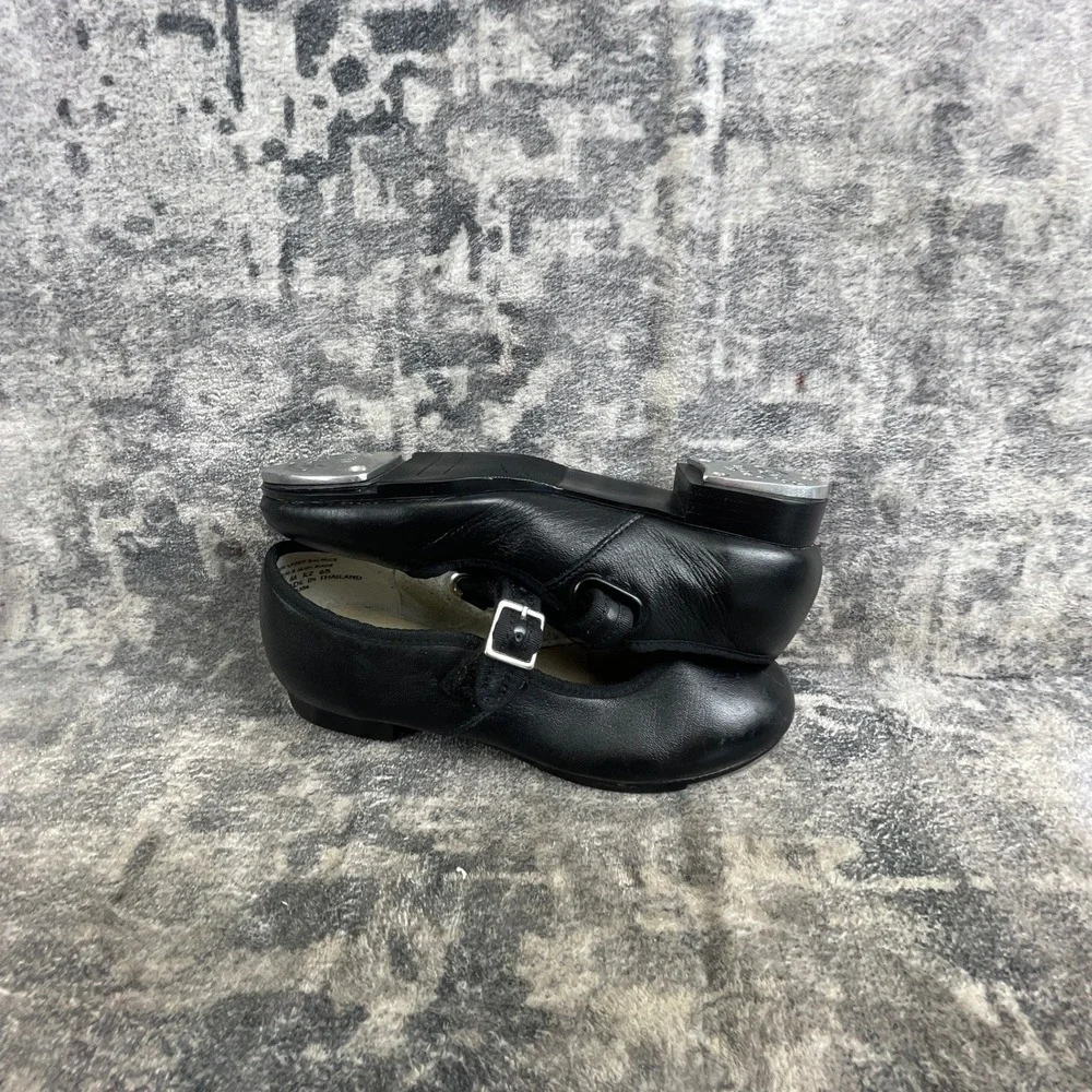 Capezio Mary Jane Tele Tone Tap Shoes Youth 13.5 Black Leather Buckle